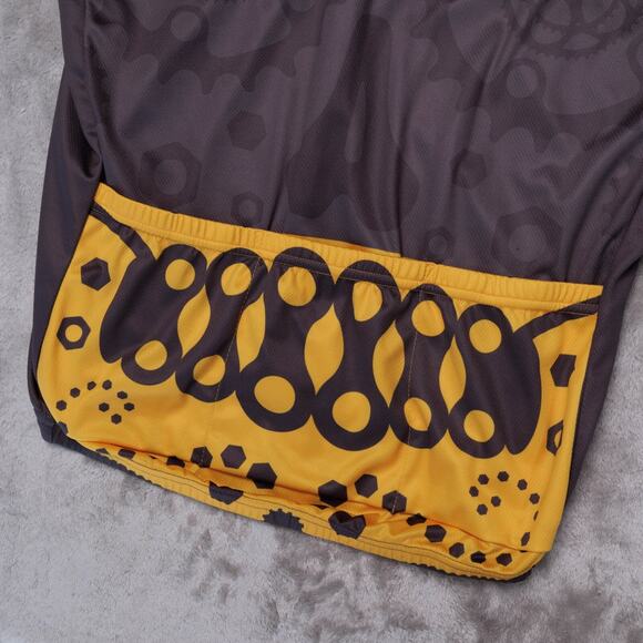 Primal Los Muertos Red Yellow Gray Cycling Jersey Full Zip Shirt Mens Size M - Picture 4 of 11